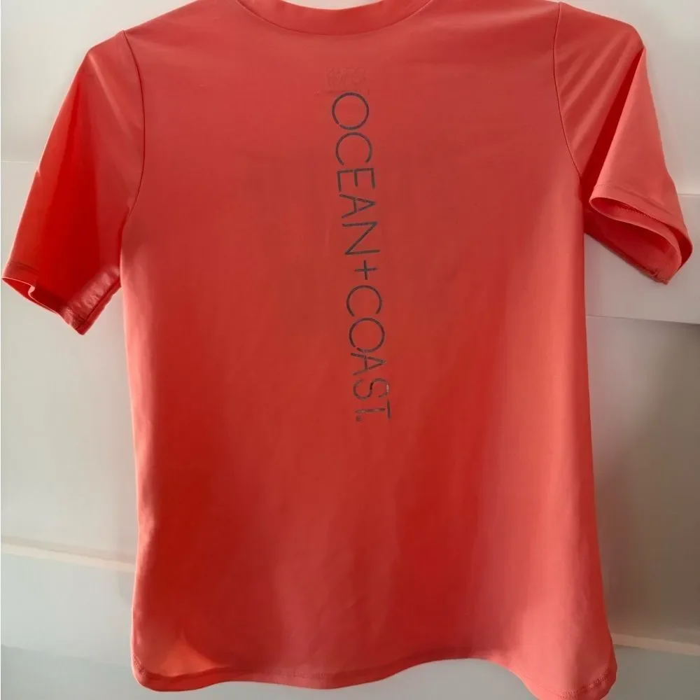 Ocean + Coast Salty Diva Coral Orange Graphic Rashguard Swim Tee